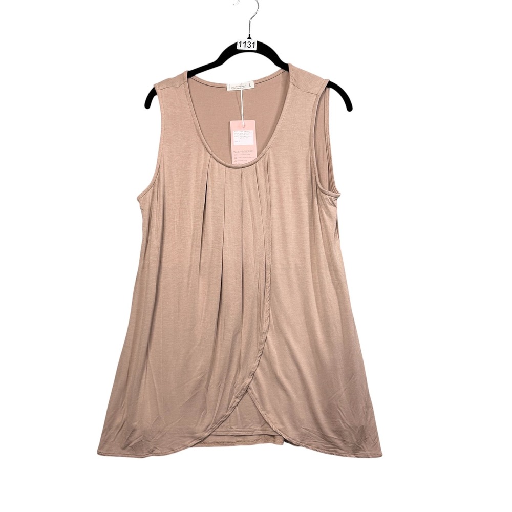 NWT PARNIXS Nursing Top Womens Large Tan Sleeveless Maternity Crossover V-1008